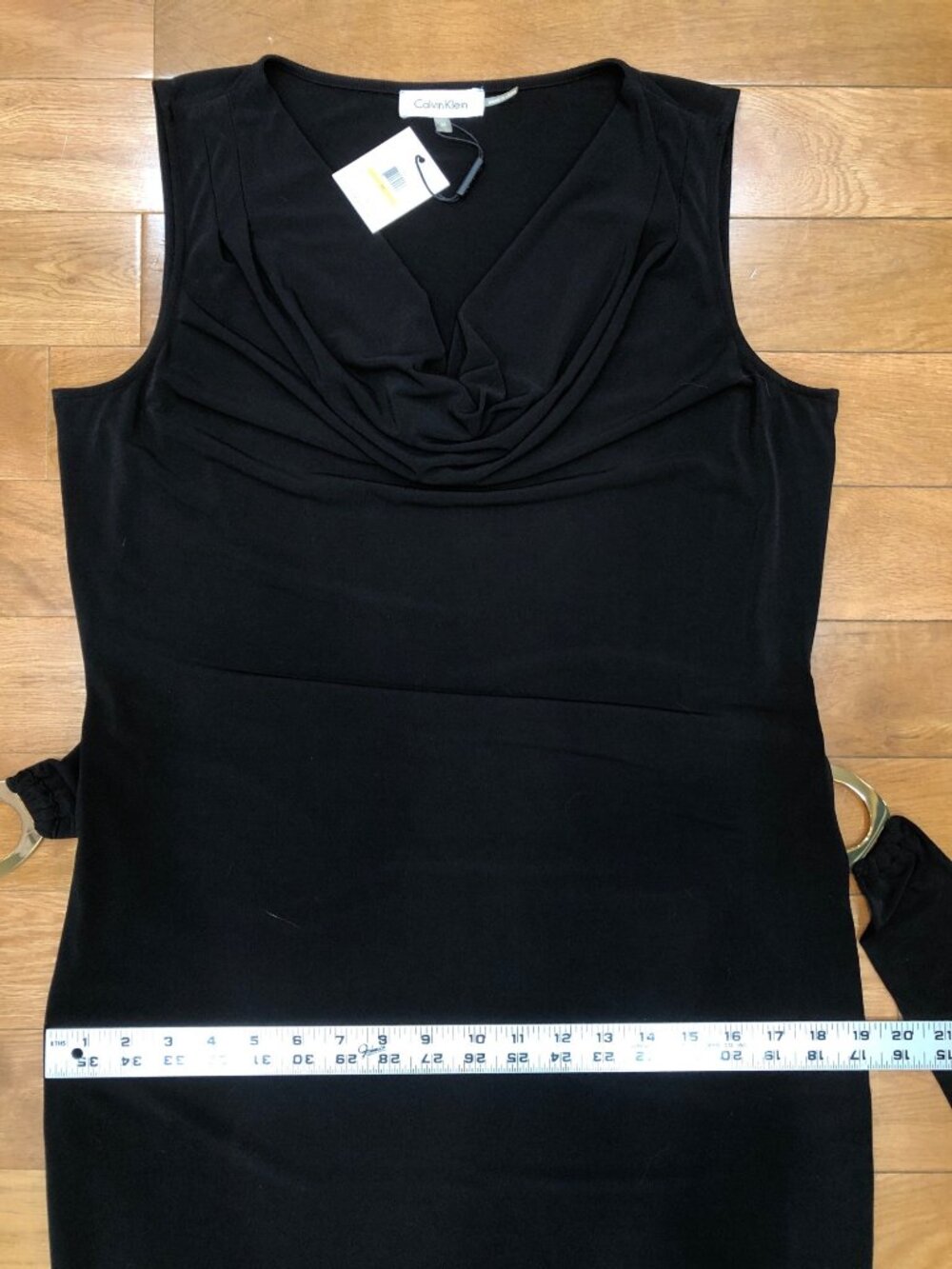 NWT Calvin Klein Sleeveless Black Maxi Dress Size M Modern Minimalist Elegance - Picture 9 of 10